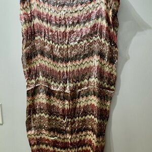 Brown Chevron Pattern scarf with tassles